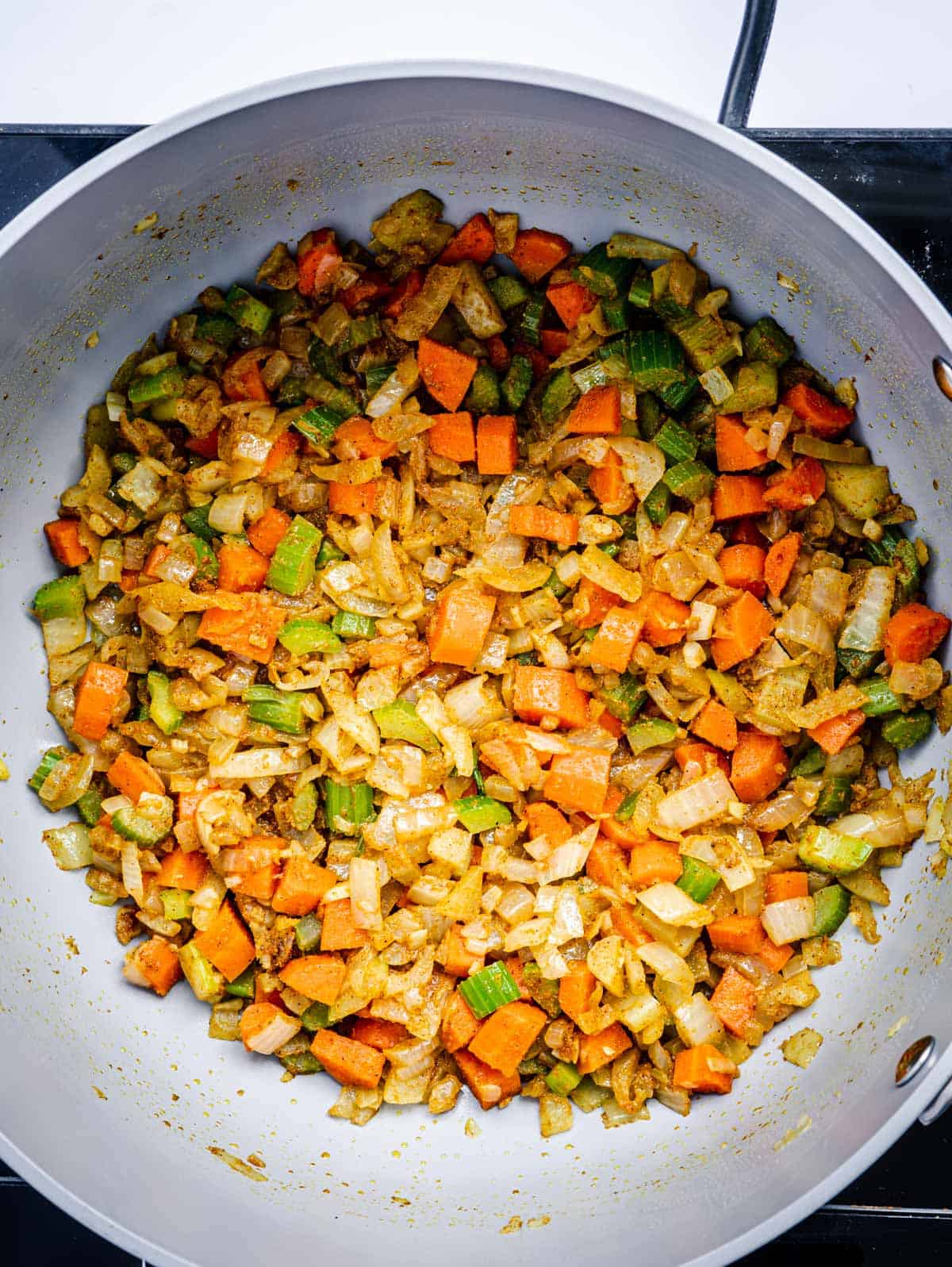 Mirepoix with spices added