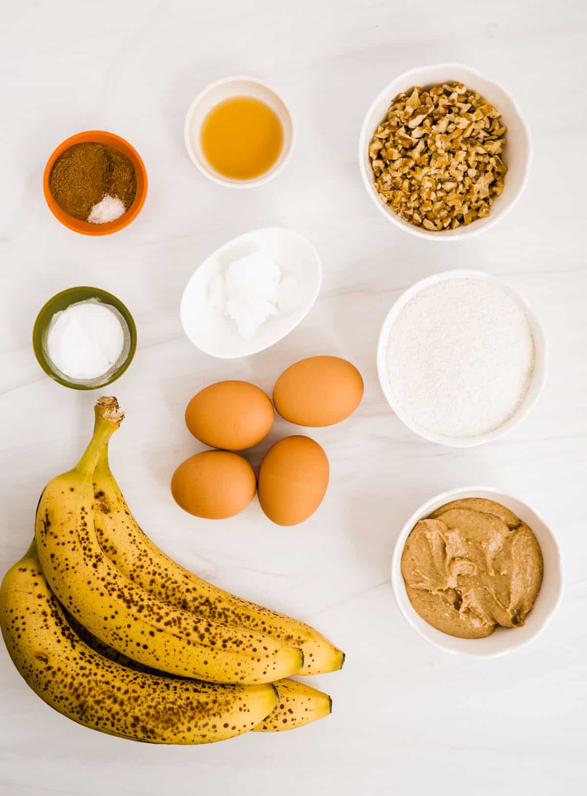 Ingredients for Paleo banana bread