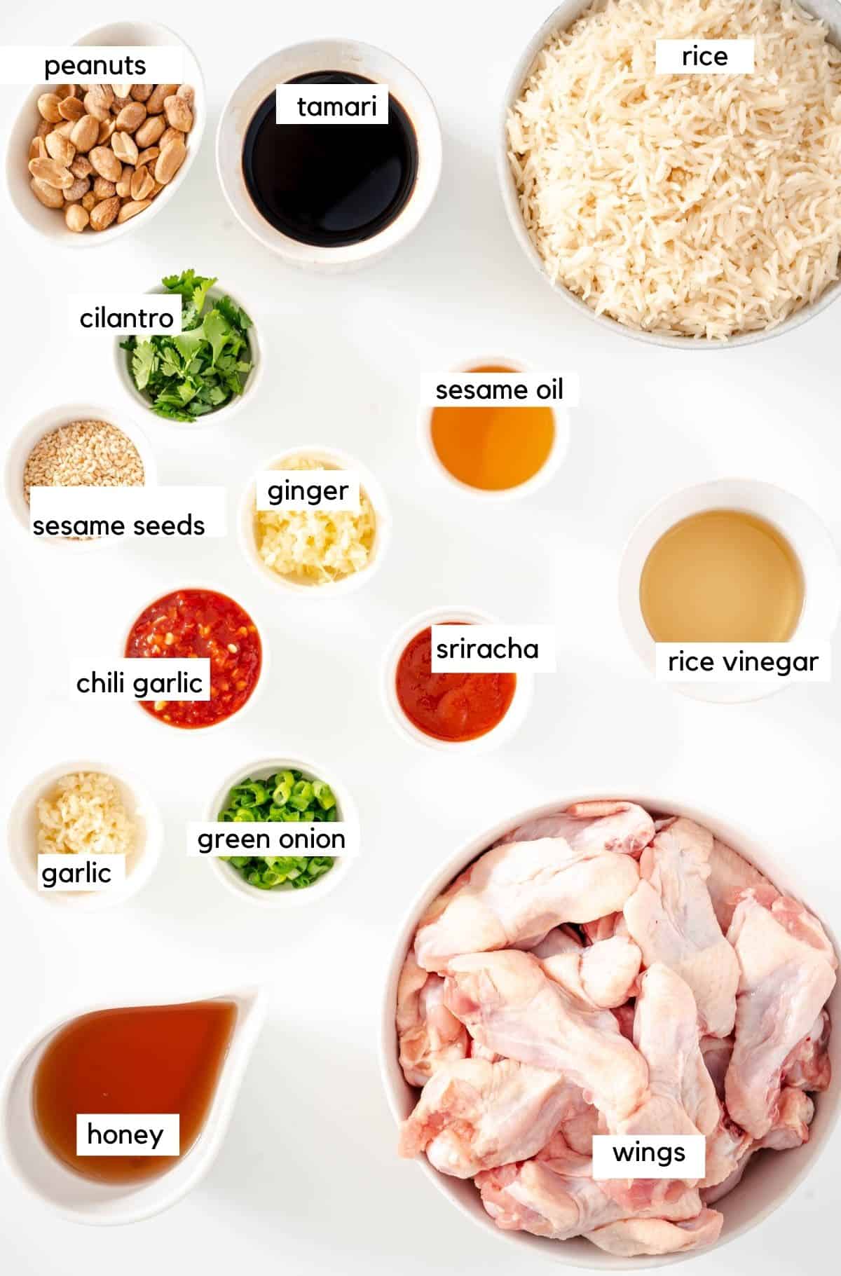 ingredients photo for sesame chicken wings.