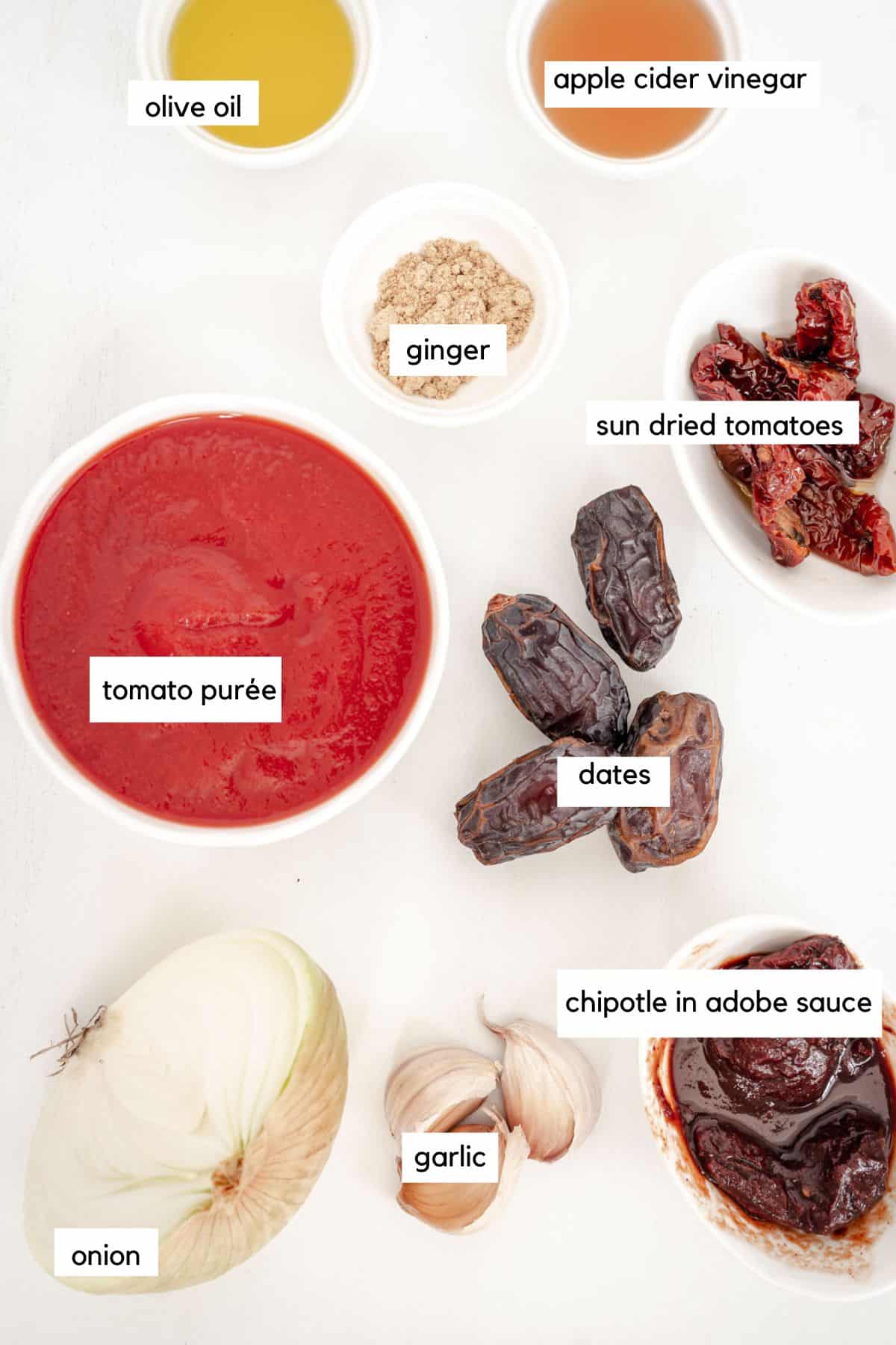 labeled ingredients for chipotle bbq sauce.