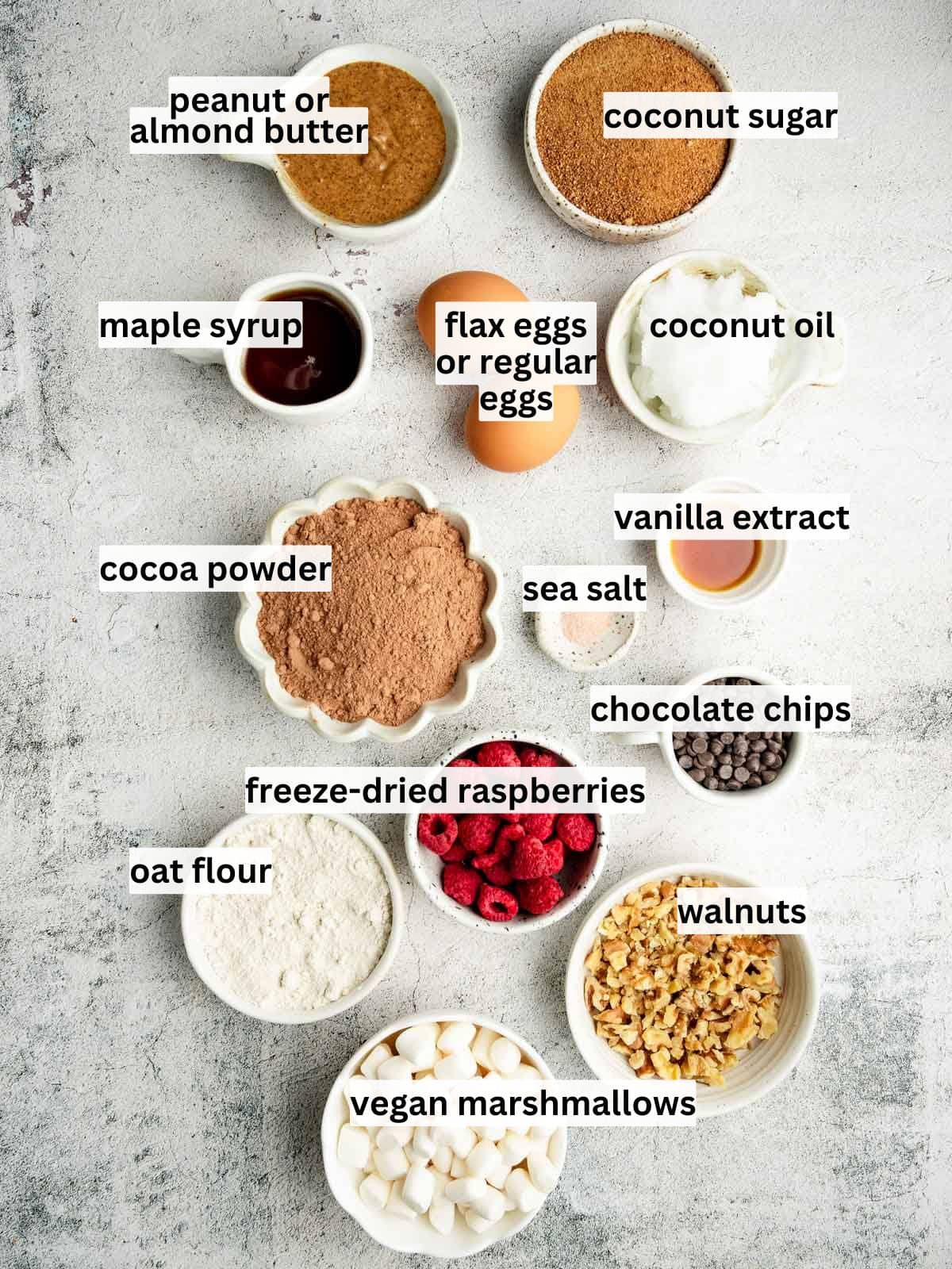 Labeled ingredient for rocky road brownies.