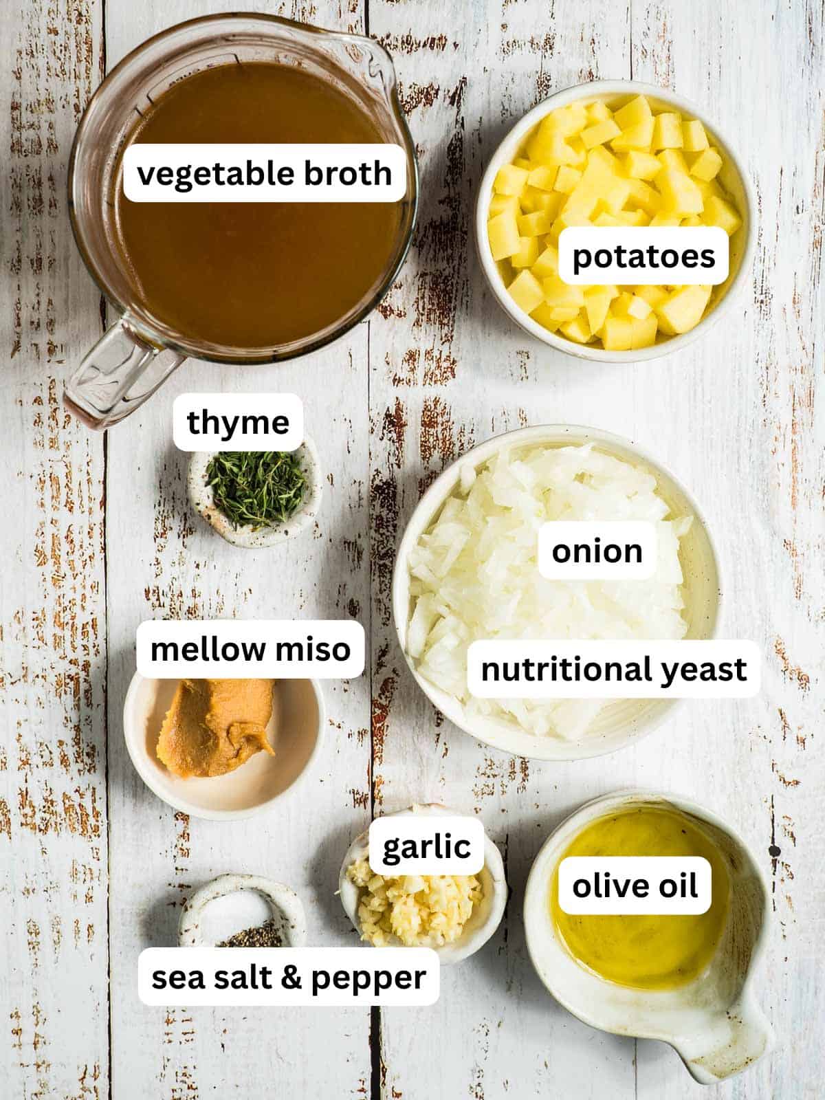Labeled ingredients for gluten free gravy.